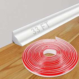 Frienda baseboard molding roll demonstrates seamless wall-to-floor protection