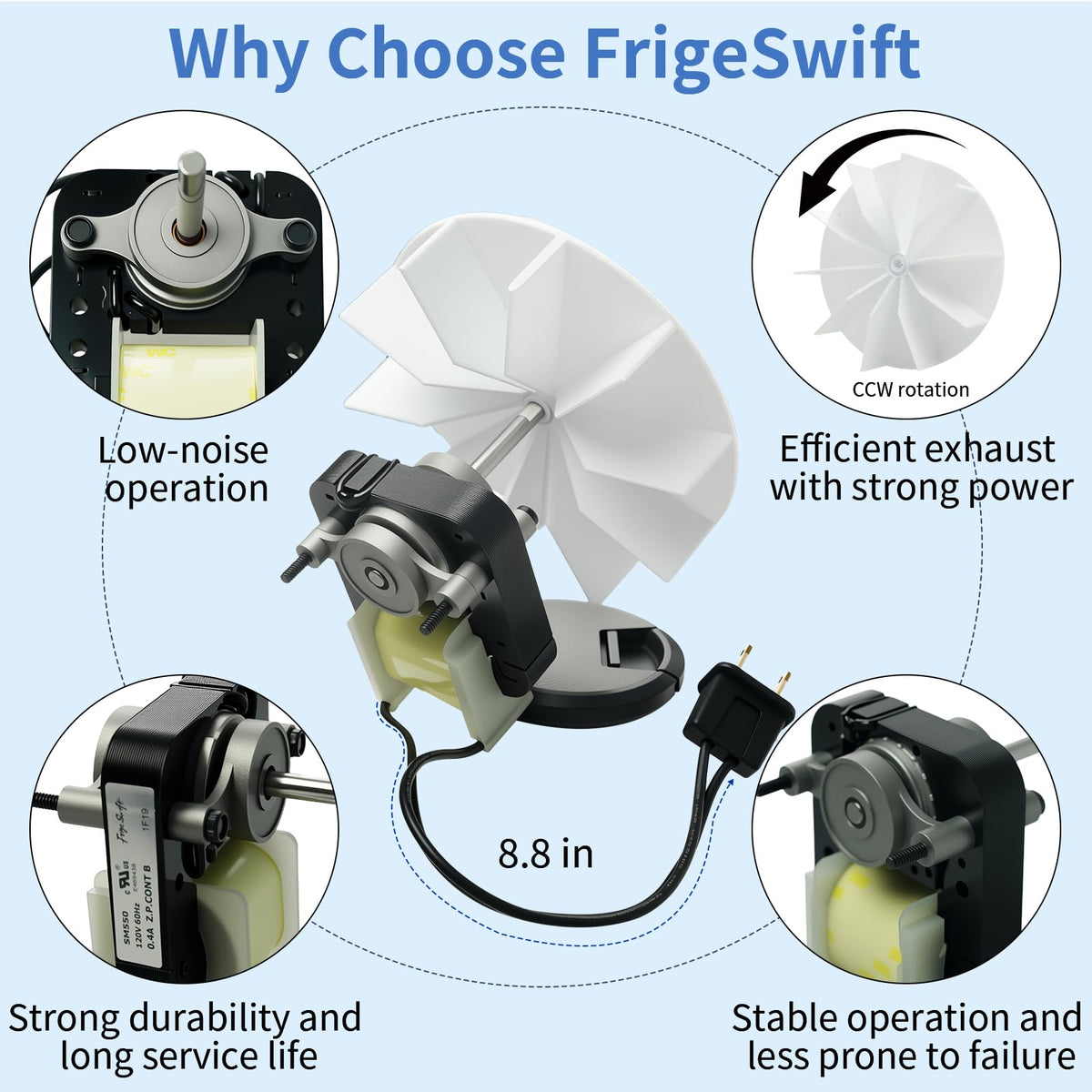 Frigeswift wiring and components for quick, tool-free installation.