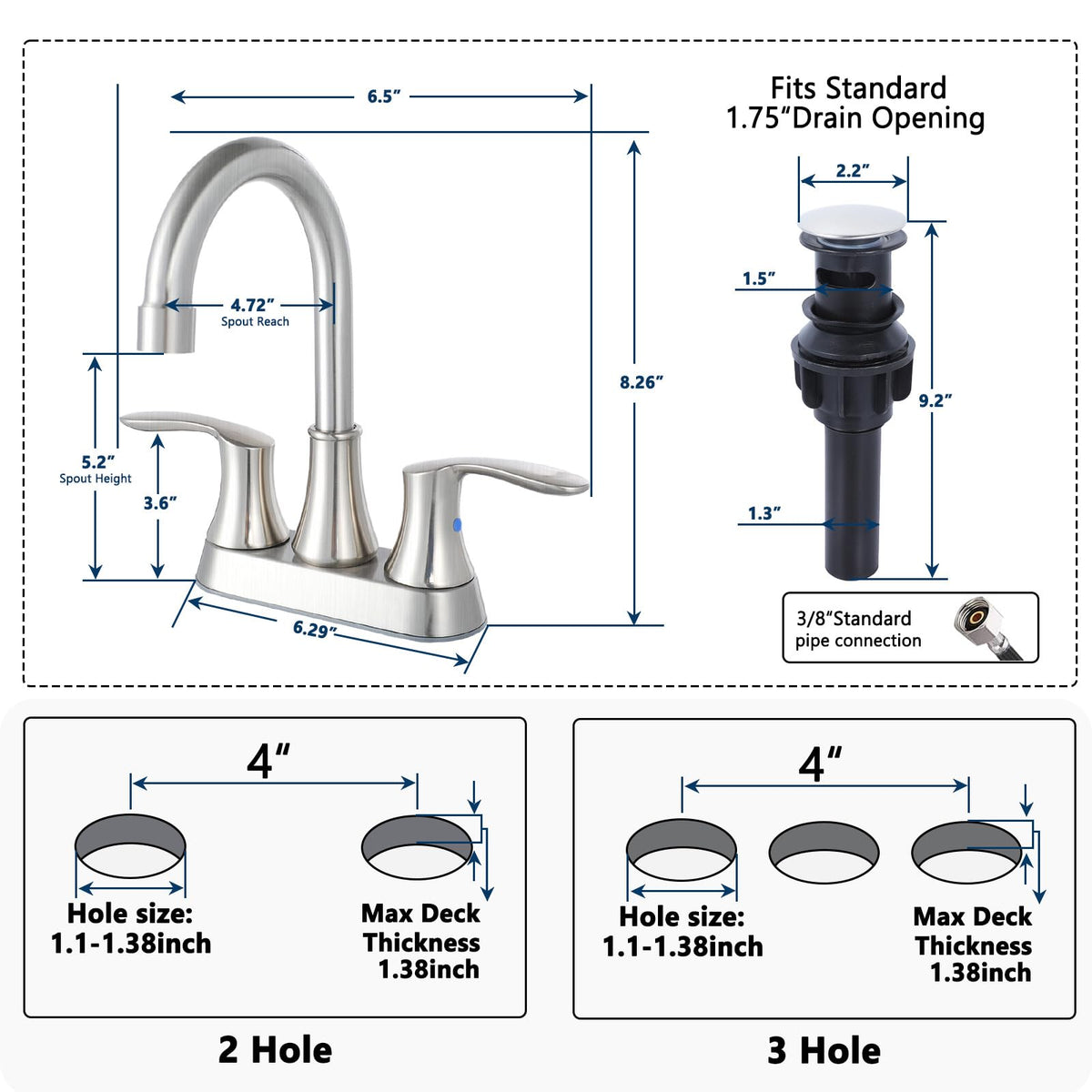 Friho brushed nickel finish and dual handles enable precise temperature control