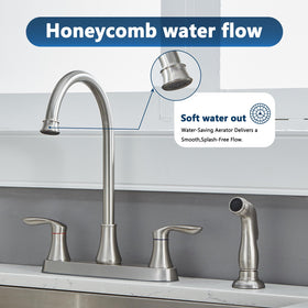 Friho brushed nickel faucet featuring durable 304 stainless steel construction.