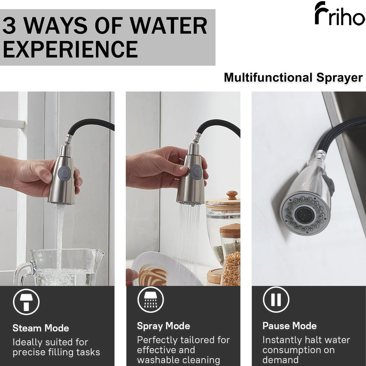Friho single-handle control for quick, precise water temperature adjustment.