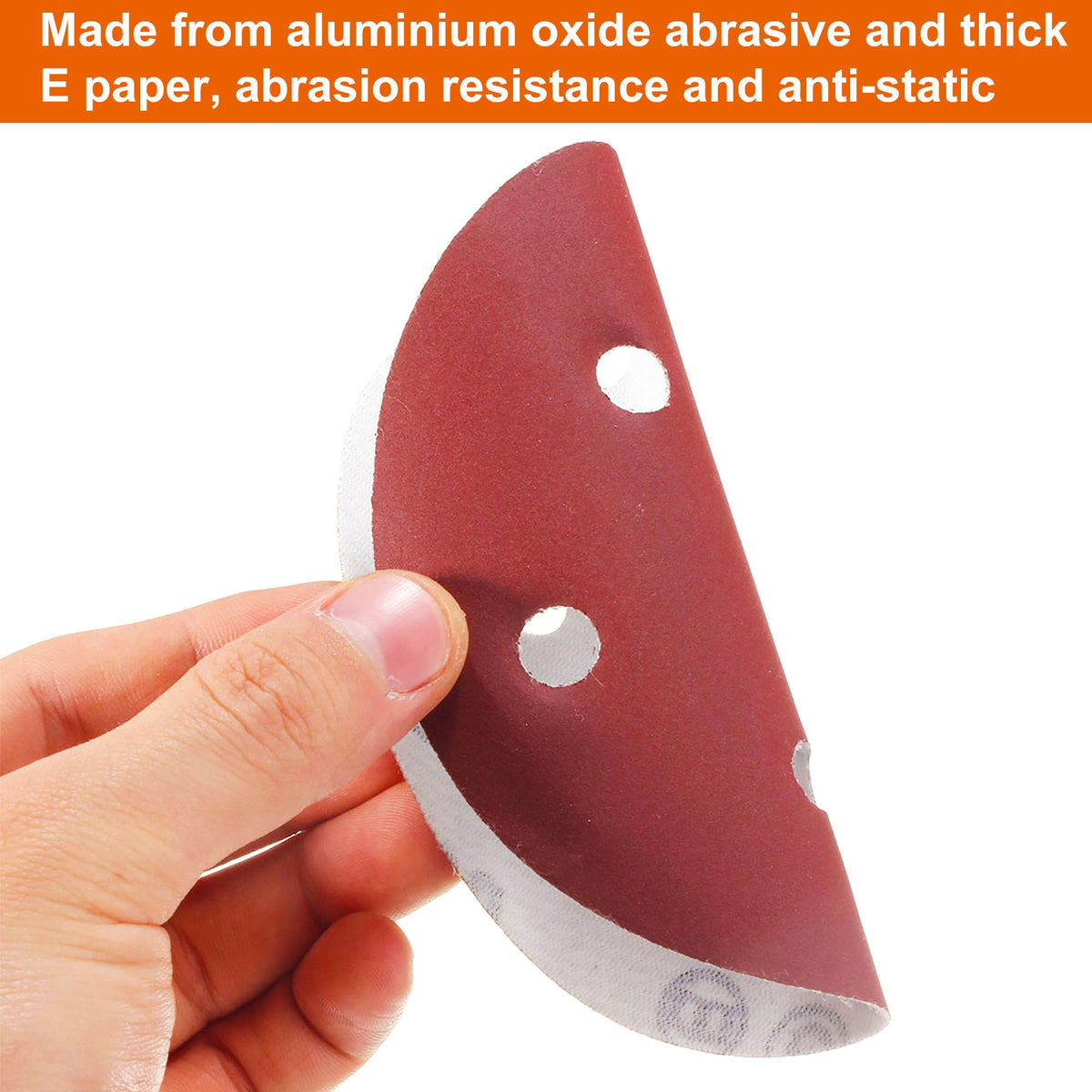 Hook-and-loop backing shown for quick grit changes with FRIMOONY discs