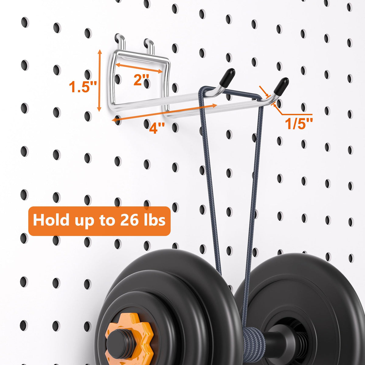 FRIMOONY pegboard hook 26lb capacity keeps hammers and drills organized