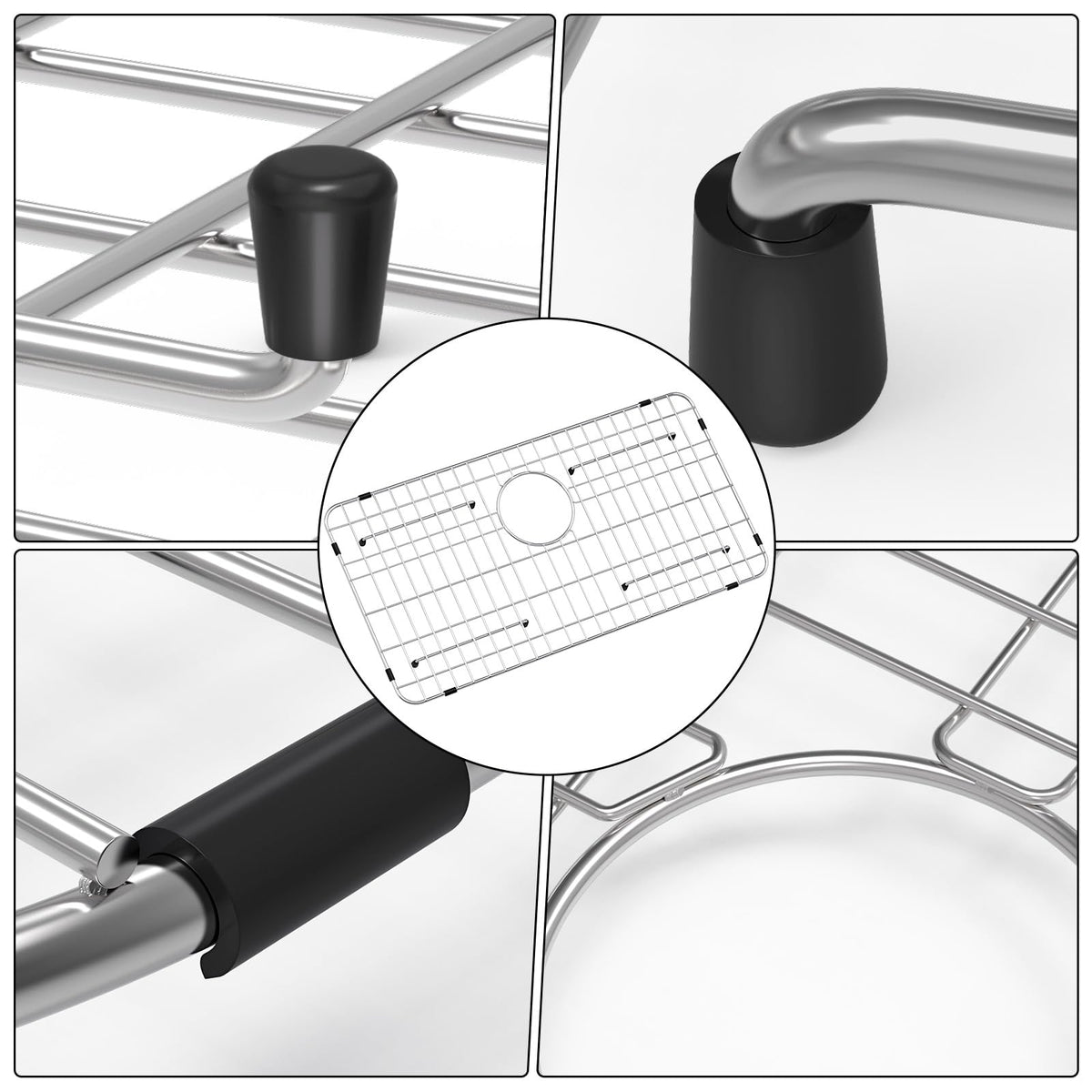 Fritoing stainless steel grid closeup highlights durable construction.