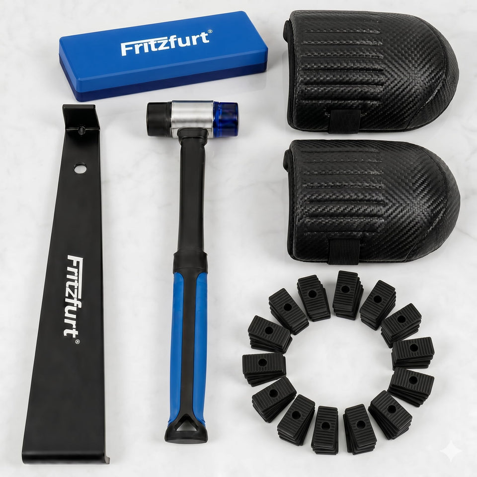 FRITZFURT 65-piece flooring toolkit overview for versatile installations