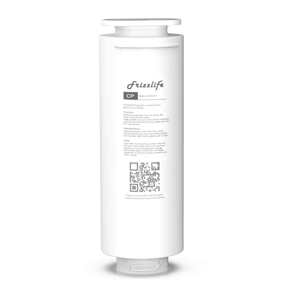 Frizzlife ASR211 first-stage filter for PD600-TAM3 reduces sediment and protects the RO membrane.