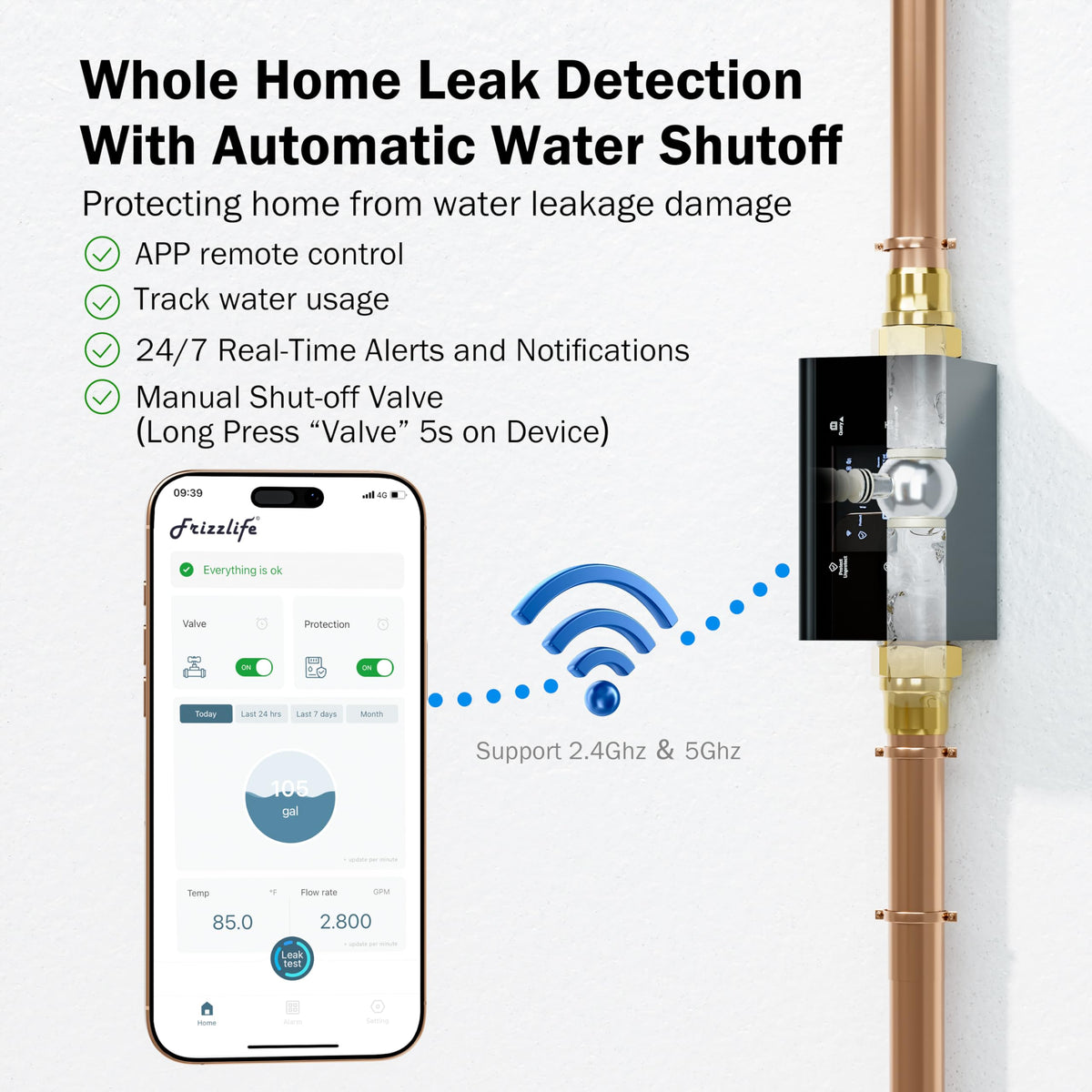 FRIZZLIFE LP365 app control screen enables remote monitoring and control.