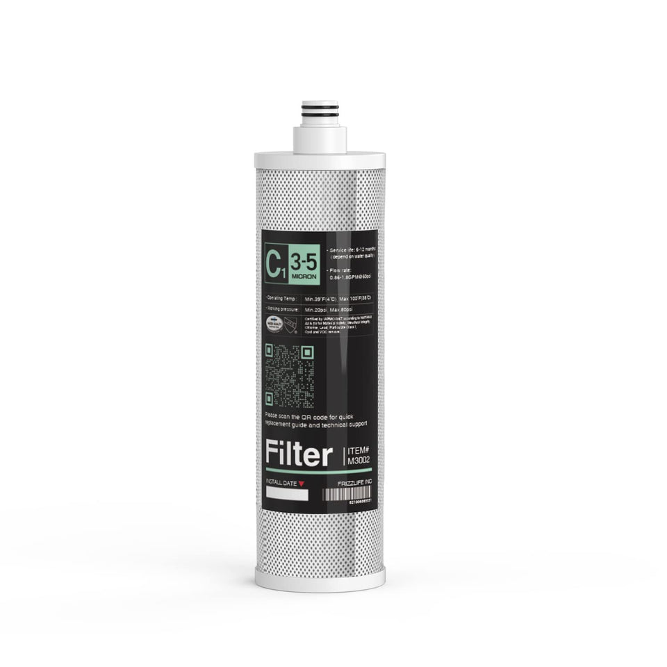 FRIZZLIFE M3002 carbon-block filter in 2nd stage improves taste and clarity