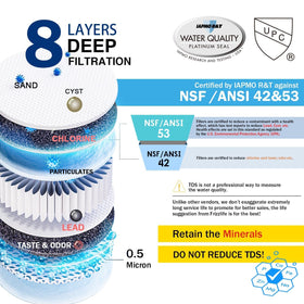 Frizzlife SK99 eight-layer filtration close-up showing advanced media.