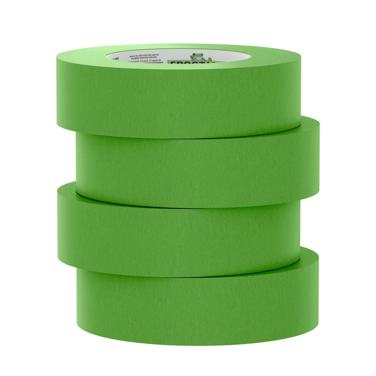 FrogTape pack contents show four green rolls for diverse projects
