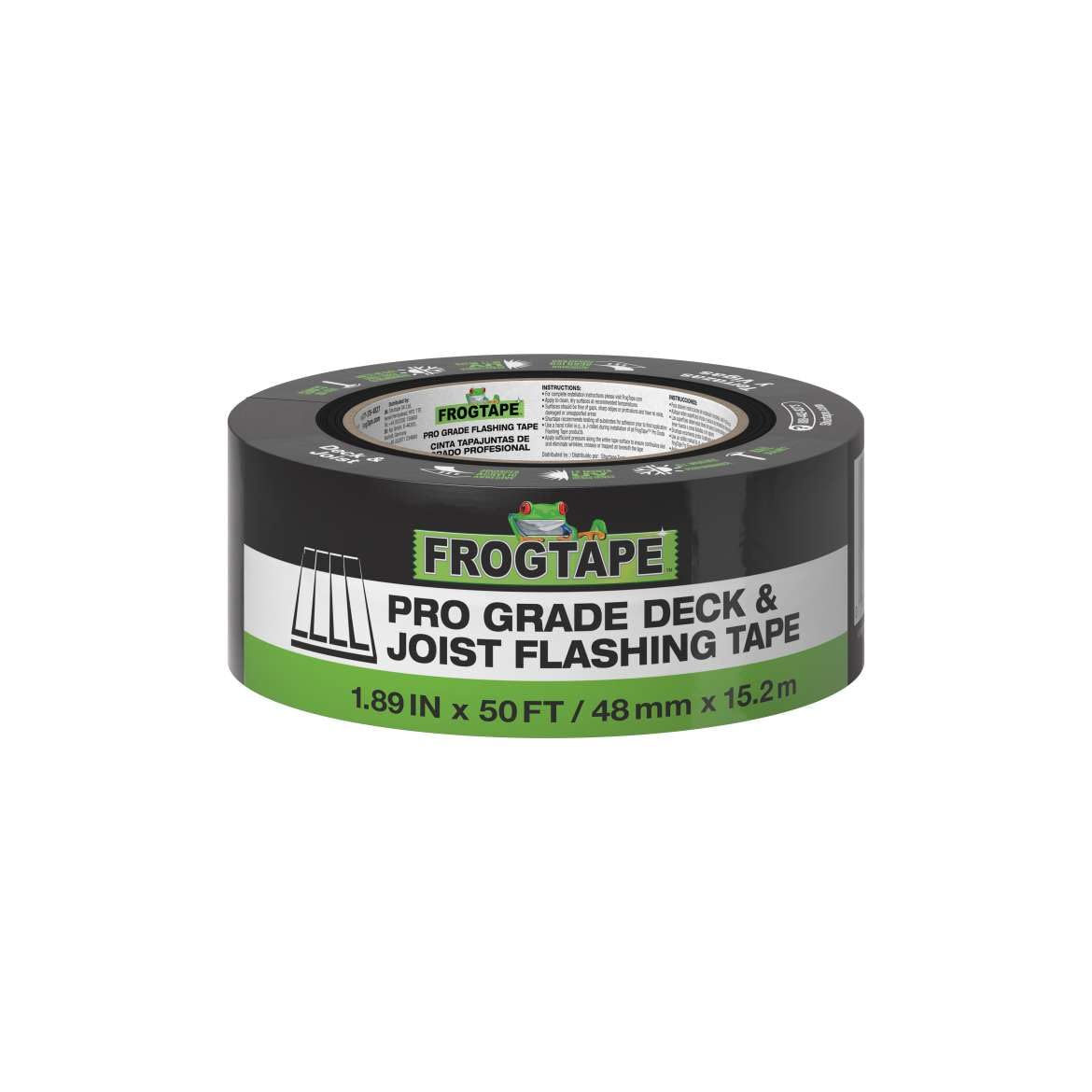 FrogTape Pro Grade deck flashing tape roll seals joists against moisture.