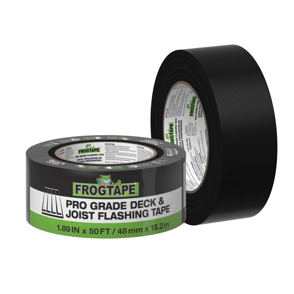 FrogTape Pro Grade deck and joist flashing tape installed along the deck edge.