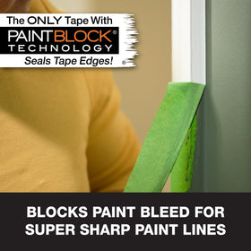 FrogTape PaintBlock technology barrier prevents bleed at edges.