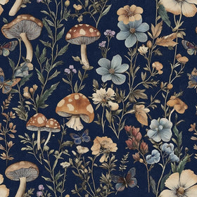 Froluya mushroom floral pattern wallpaper for easy peel-and-stick decor.