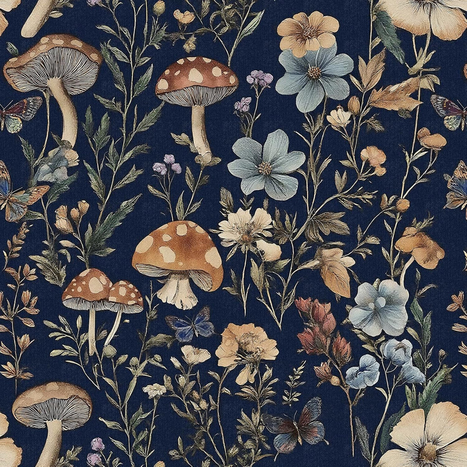 Froluya mushroom floral pattern wallpaper for easy peel-and-stick decor.