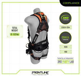 FRONTLINE Combat Full Body Harness includes suspension trauma straps for safety.