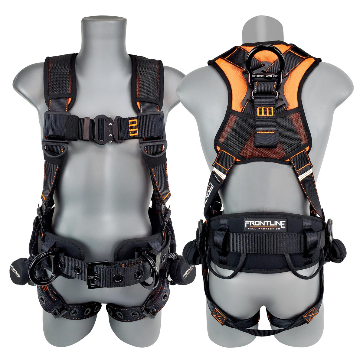 Frontline Combat Lite full body harness back loop for SRL setup and rescue options.