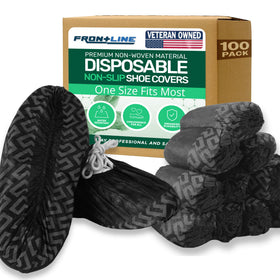 Frontline shoe covers with non slip traction for safer work on slick surfaces