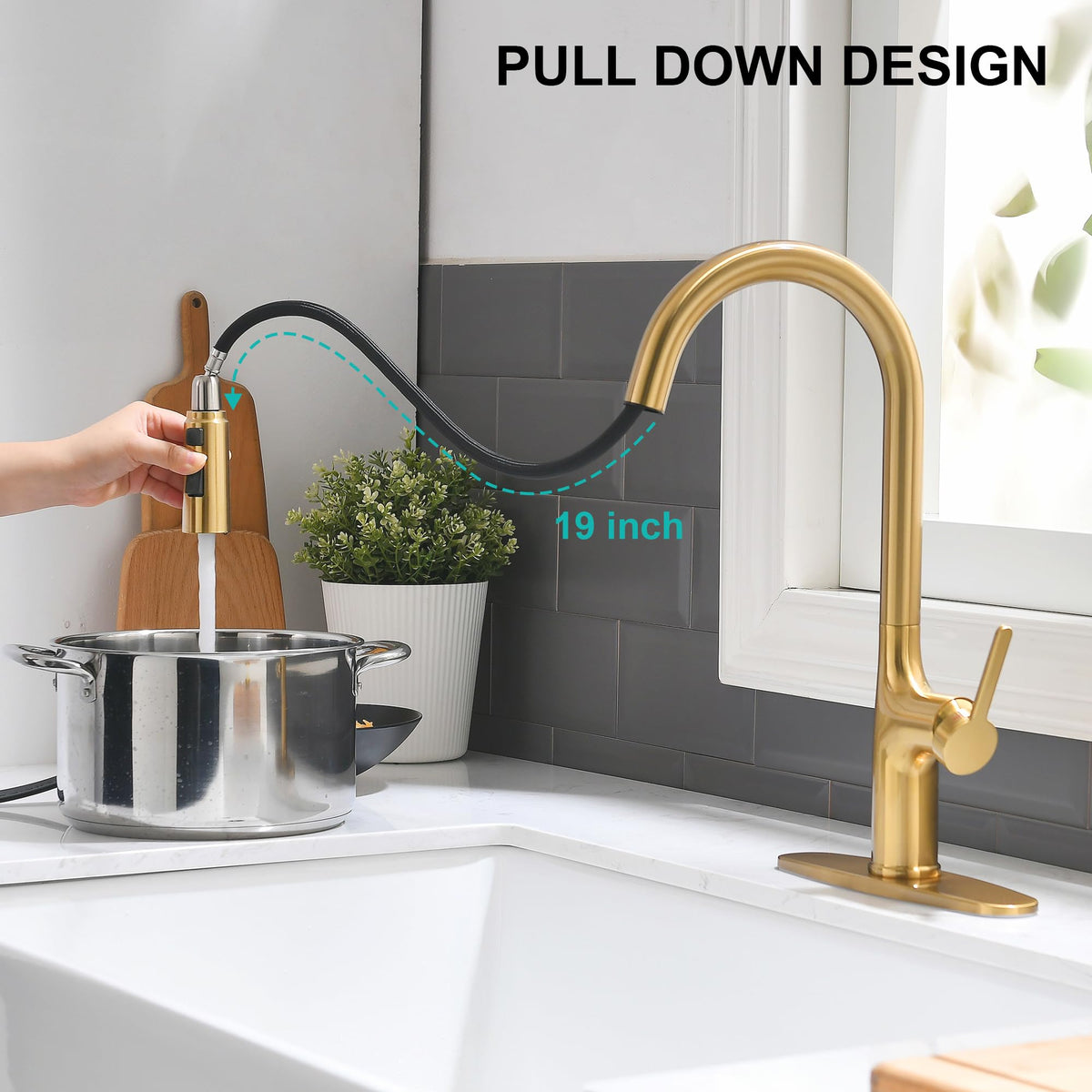FROPO faucet with preinstalled hoses ready for DIY installation