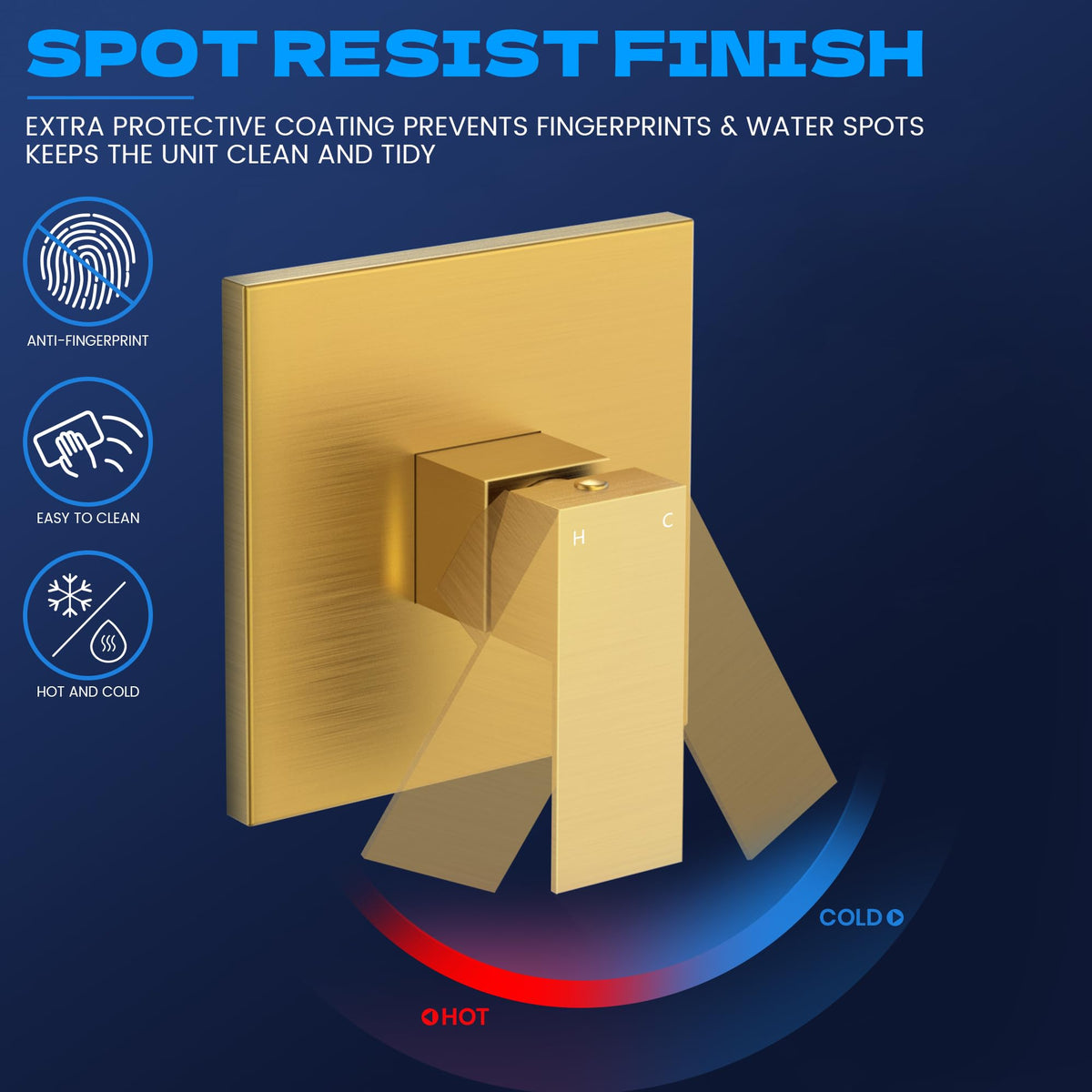 FROPO brushed gold valve assembly shows standard 1/2 inch compatibility.