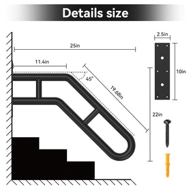 Frossvt handrail close-up: frosted black finish resists rust in outdoor environments.