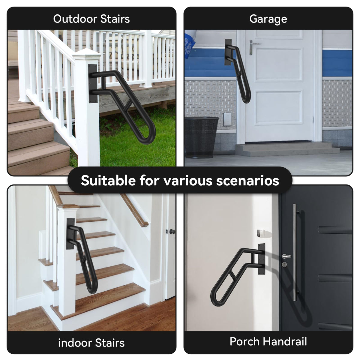 Frossvt two-pack outdoor handrails for garage and porch