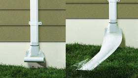 Frost King automatic downspout extender in white for efficient drainage.