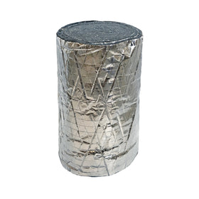 Frost King CF55 foil-backed no-itch duct wrap on ducts, safe and easy to handle.