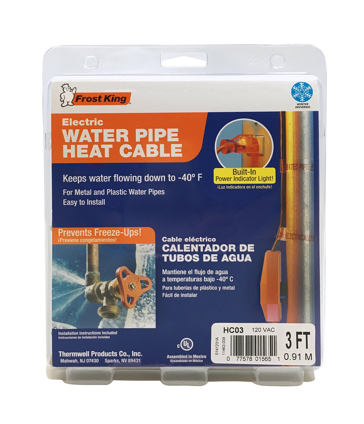 Frost King HC3A self-regulating thermostat simplifies pipe warming installation.