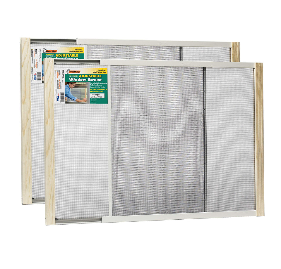 Frost King W.B. Marvin screen front view showing 18-inch height and adjustable fit.