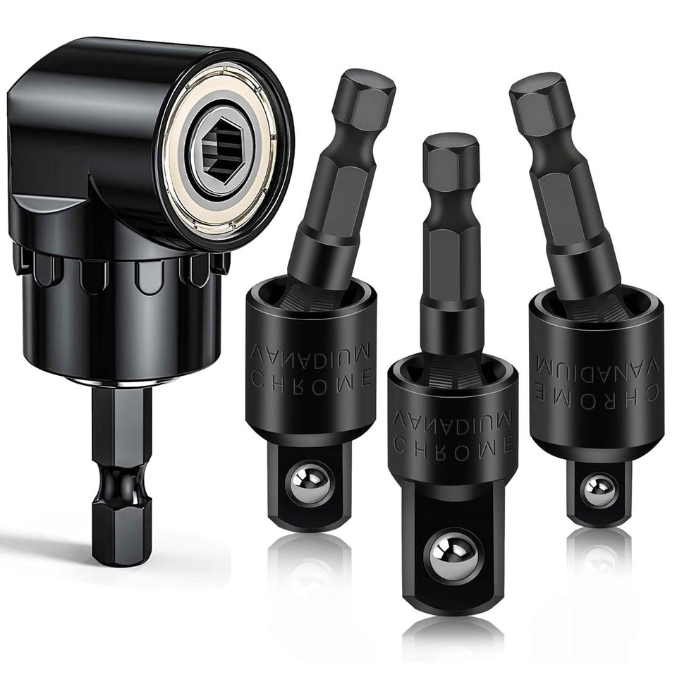 Fruholt socket adapter 360 degree rotation for 1/4 in shank improves tight space access
