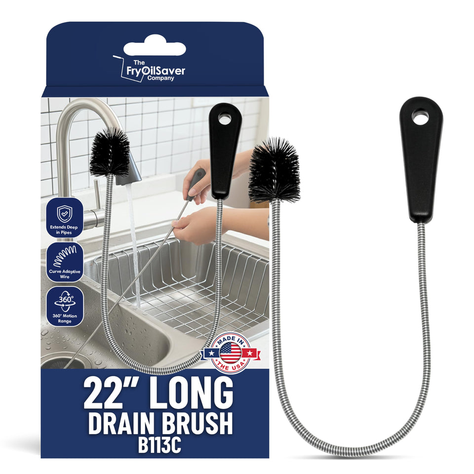 THE FRYOILSAVER COMPANY 22-inch sink drain brush extends reach for deep hair clogs