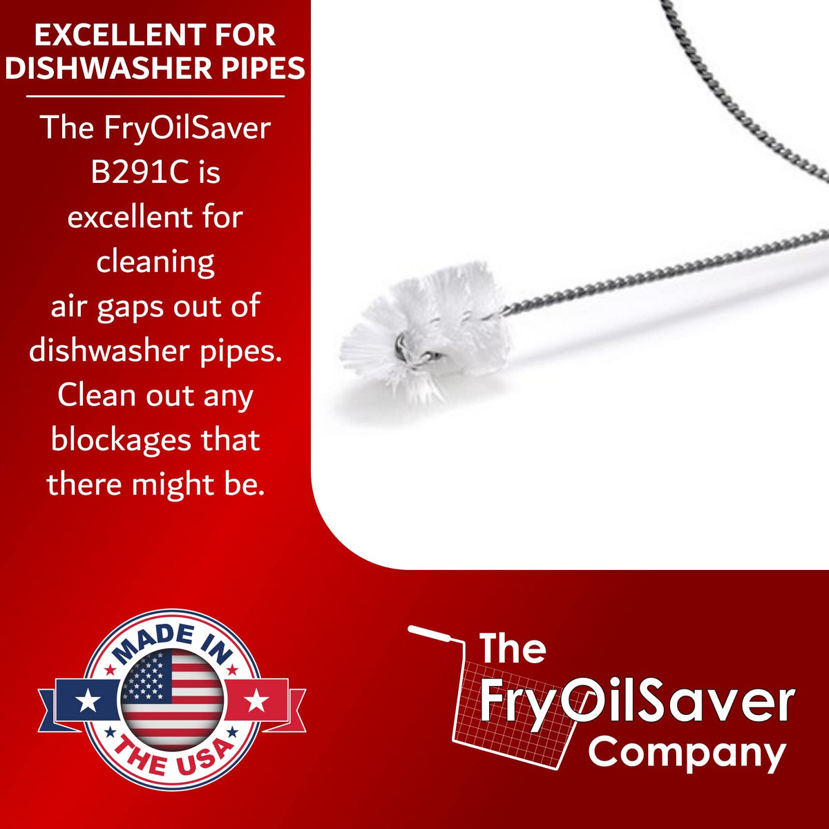 THE FRYOILSAVER COMPANY 48-inch drain brush reaching tight bends without kinking