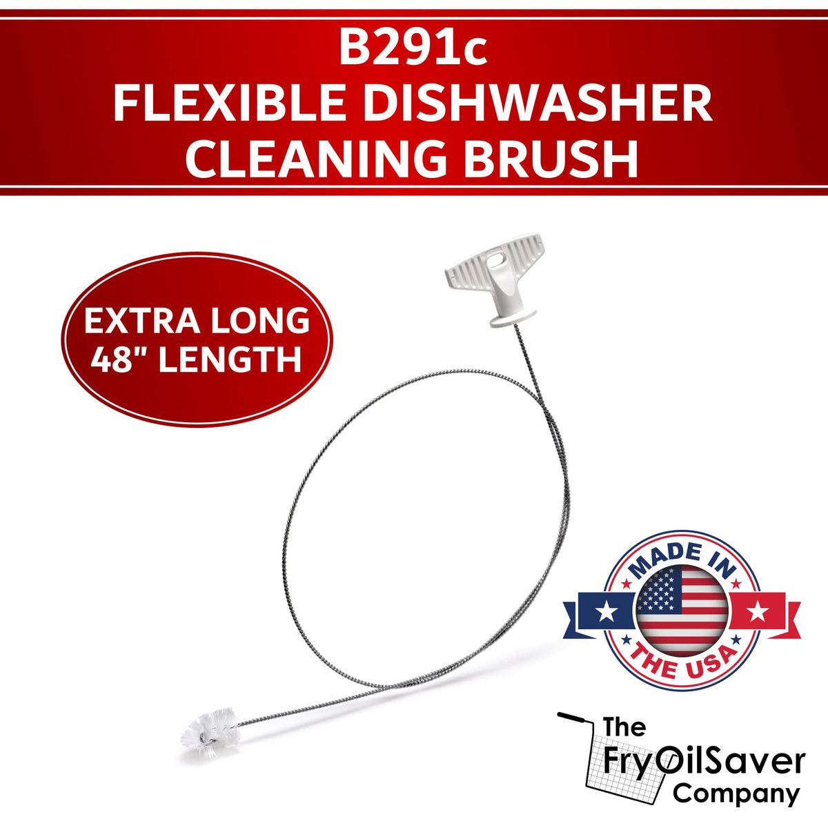 THE FRYOILSAVER COMPANY 48-inch drain brush clears hair clogs in showers and sinks