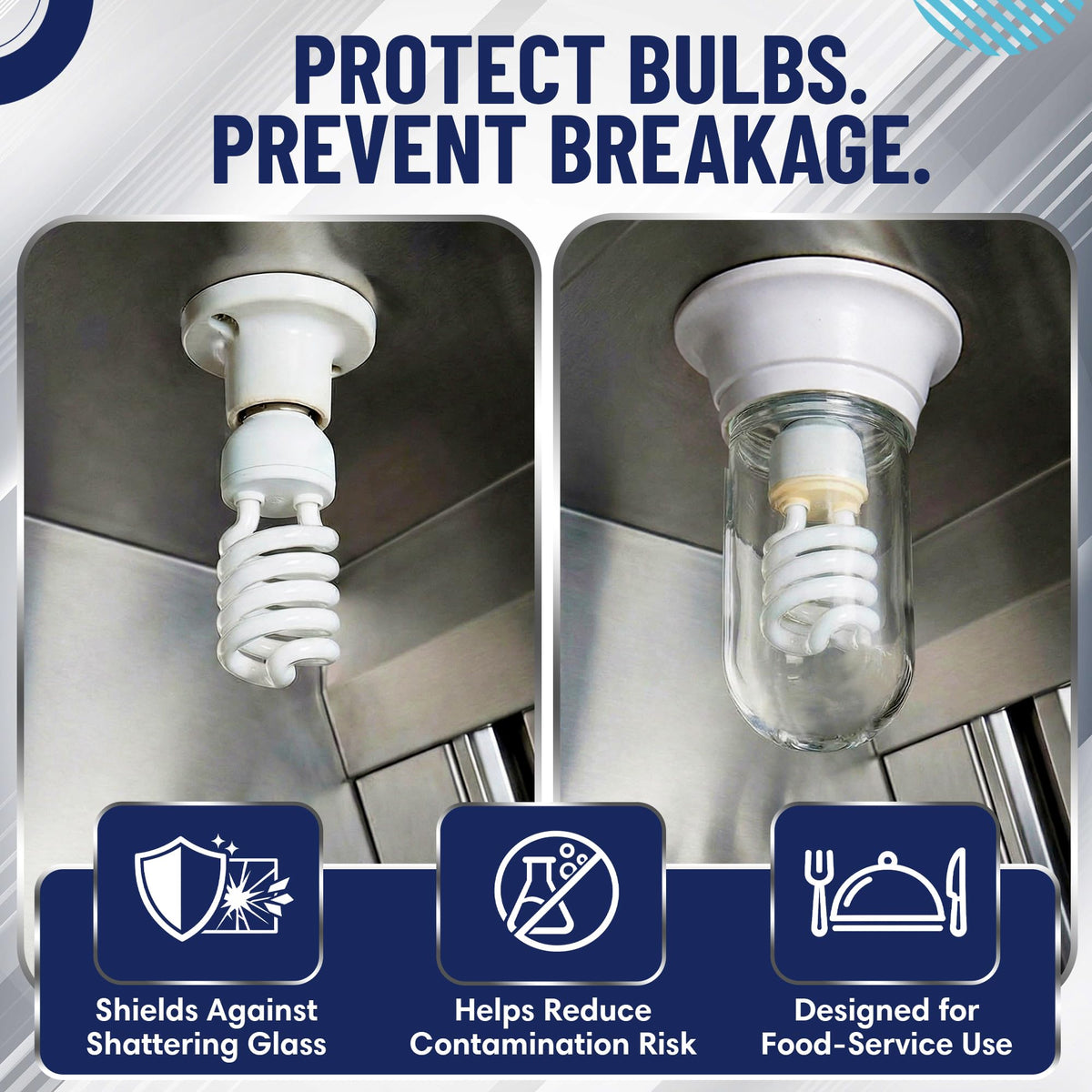 FryOilSaver L10-X006 globe cover for kitchen hoods keeps bulbs cleaner and brighter.