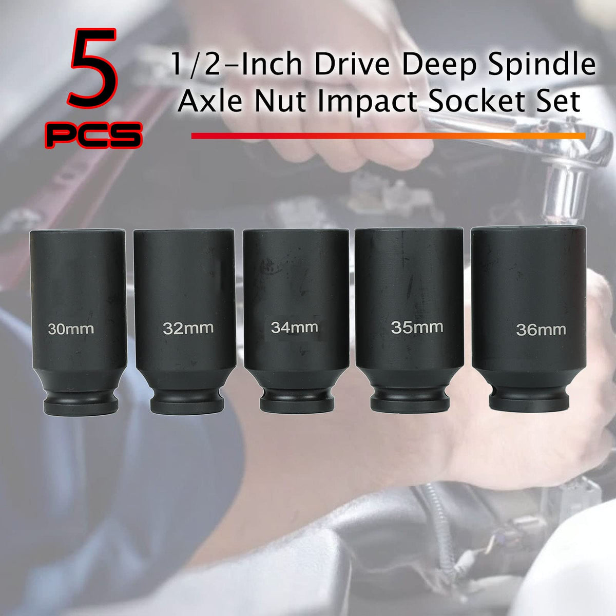 FSBCGT 32mm deep axle nut socket with 12-point design reduces rounding during heavy-duty tasks.