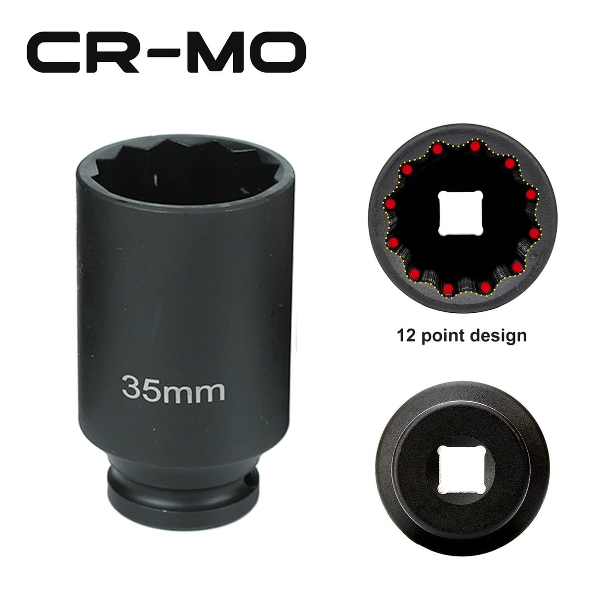 FSBCGT 36mm deep axle nut socket handles larger fasteners with durable steel.