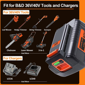 FSKE 40V battery LED indicators show remaining runtime at a glance