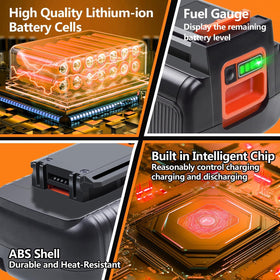 FSKE 40V battery smart BMS label emphasizing safety features