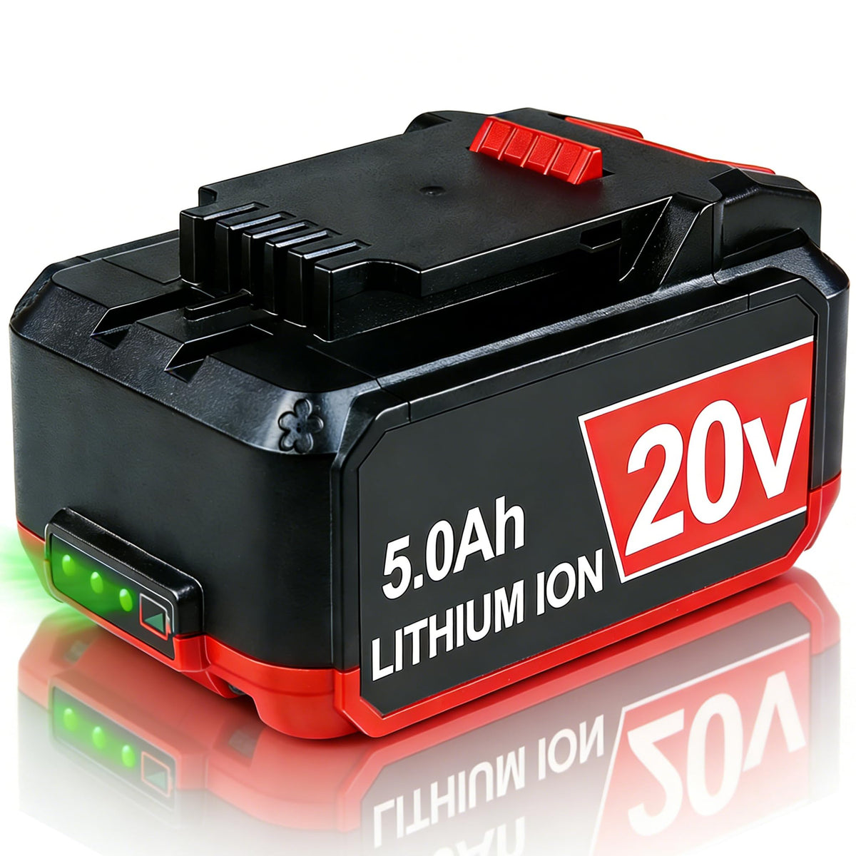 FSKE 5.0Ah Bauer battery front view showing compact fit for 20V tools.