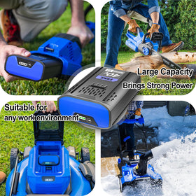 FSKE Kobalt 40V battery in use with outdoor tools for extended sessions.