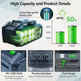 FSKE LED power indicators provide quick remaining power readings.