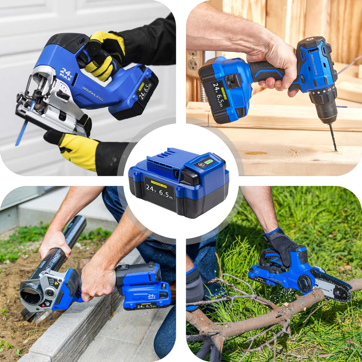 FSKE 6500mAh battery compatible with Kobalt 24V tools