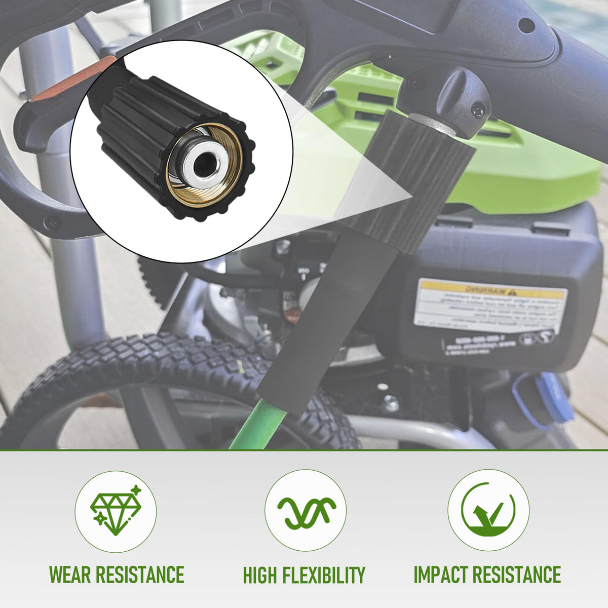 FSQLB hose compatible with Greenworks and Ryobi electric washers at 3300 PSI