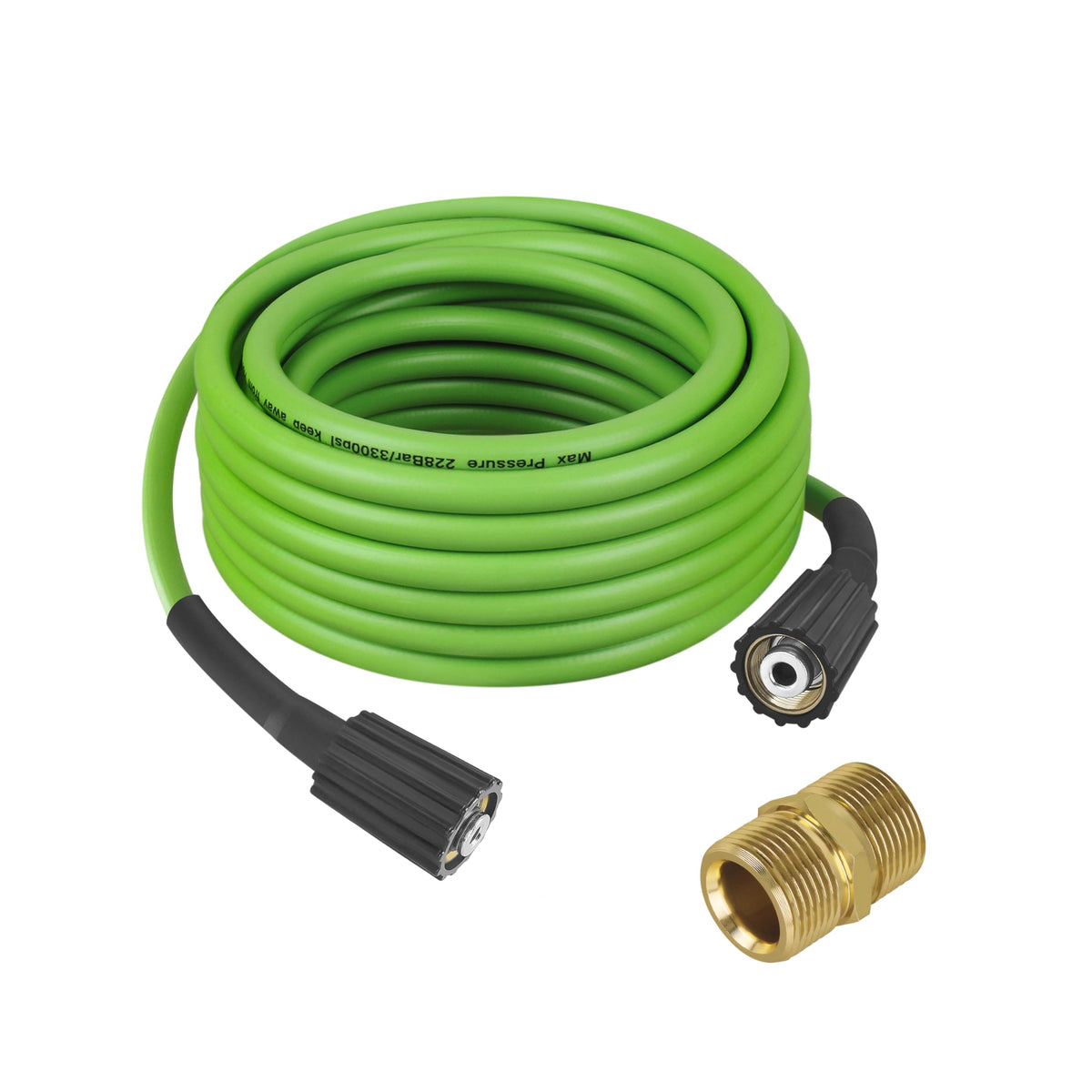 FSQLB universal pressure-washer hose with 3300 PSI M22/14 fittings for wide compatibility