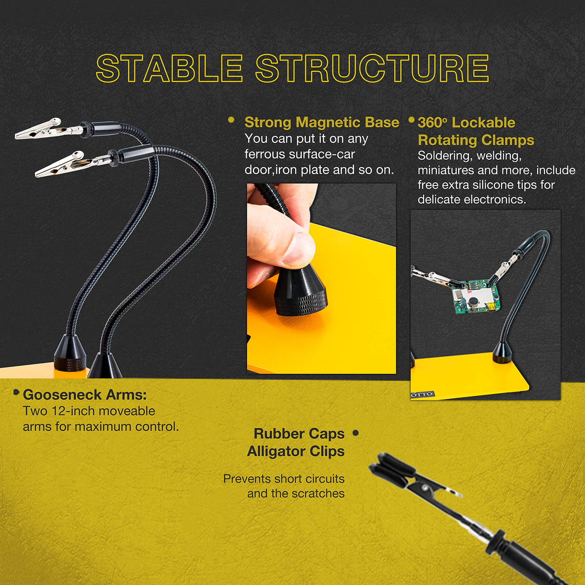 Fstop Labs 360-degree rotating clamps secure components during tasks