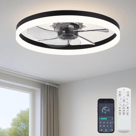 FSZDORJ F115 black ceiling fan with light adds modern style and gentle cooling