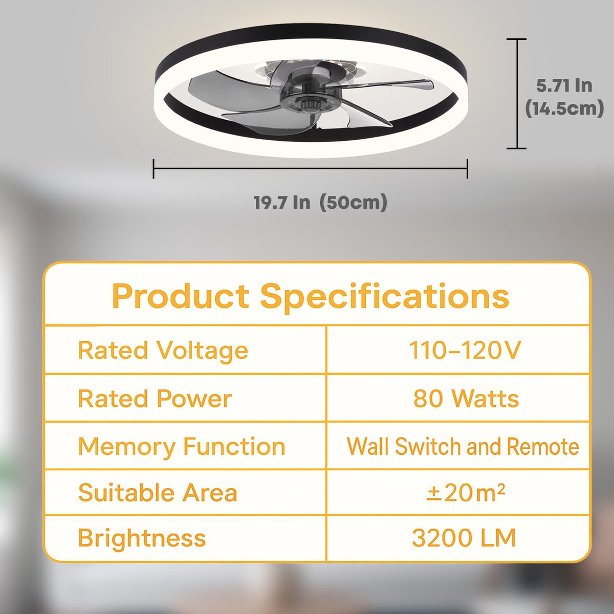 FSZDORJ F115 flush mount low-profile design fits tight ceilings