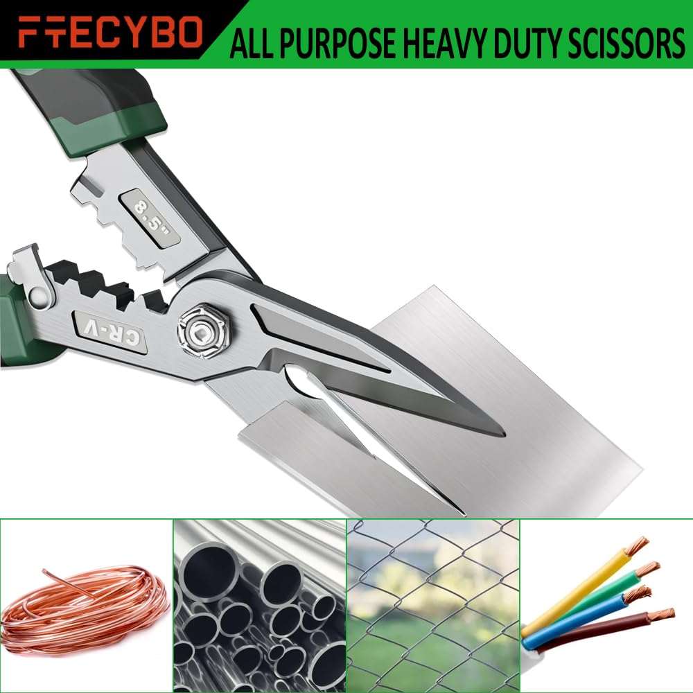 FTECYBO heavy-duty scissors built-in-wrench enables quick hex-screw adjustments
