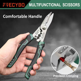 FTECYBO heavy-duty scissors serrated-blade holds material steady for clean cuts